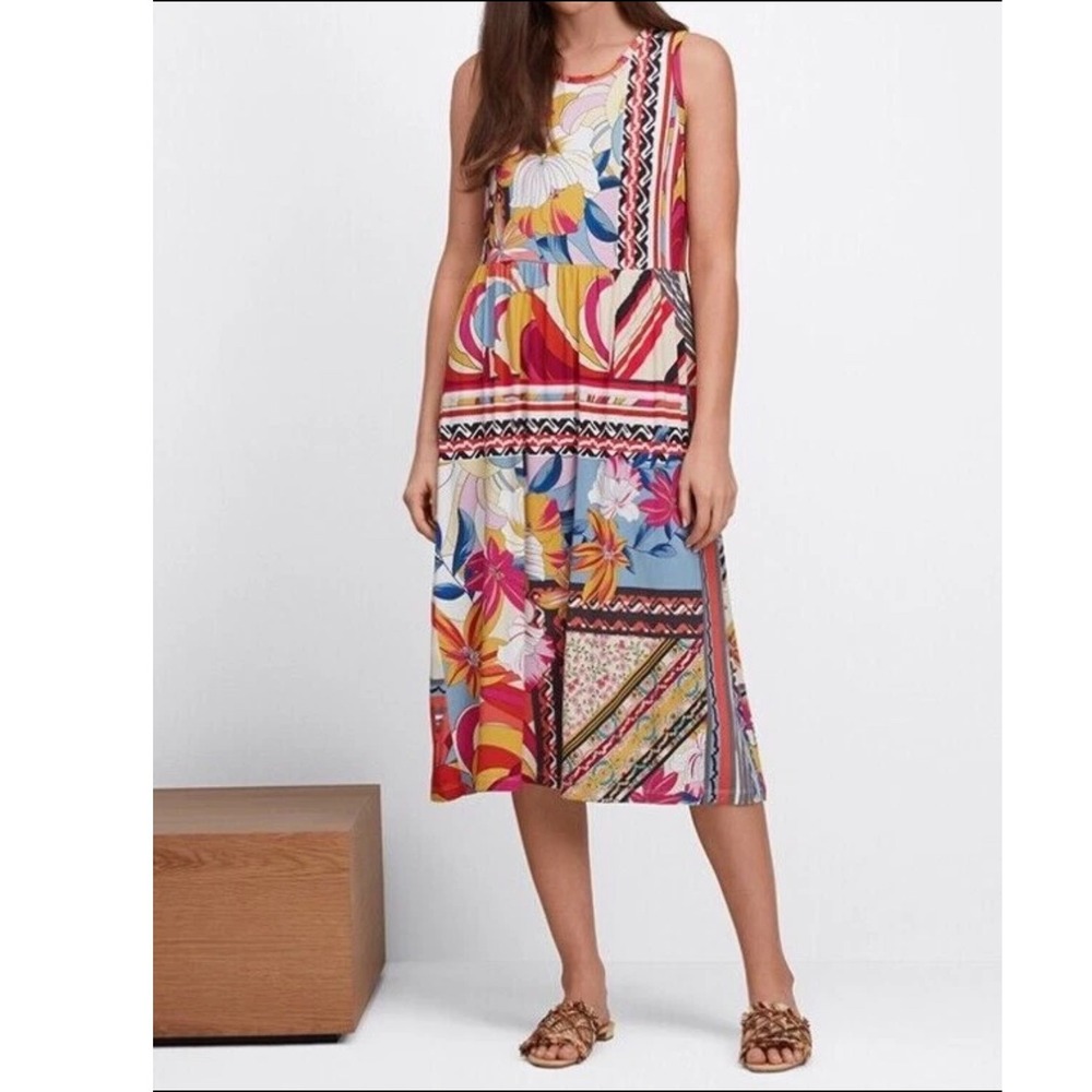 Johnny Was‎ Los Angeles Women's Floral Maxi Dress XL Colorful Bohemian Patchwork